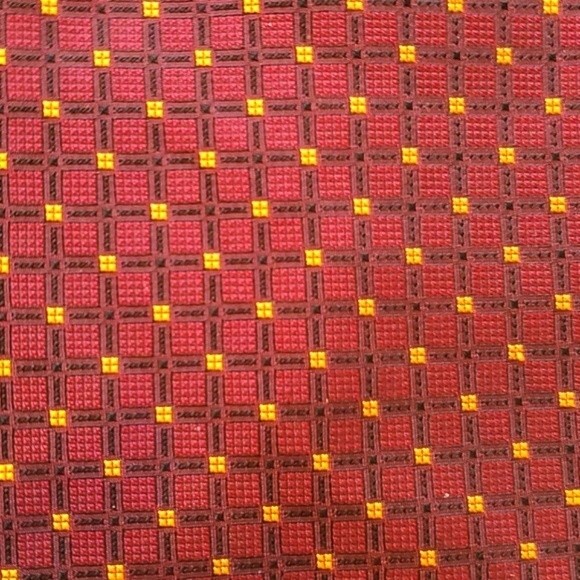 ROBERT TALBOTT SILK TIE MAROON BLACK GOLD 4" SQUARE GRID 4" FALL OFFICE - Picture 1 of 7